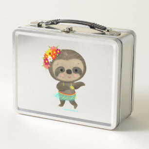 Sloth dancing hula metal lunch box