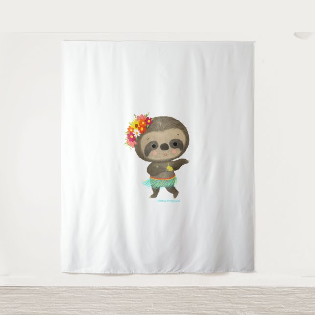 Sloth dancing hula  tapestry (Front)