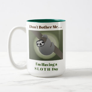 Sloth Day Cute Funny Humour Two-Tone Coffee Mug