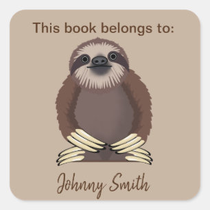 Sloth Design Bookplate Sticker