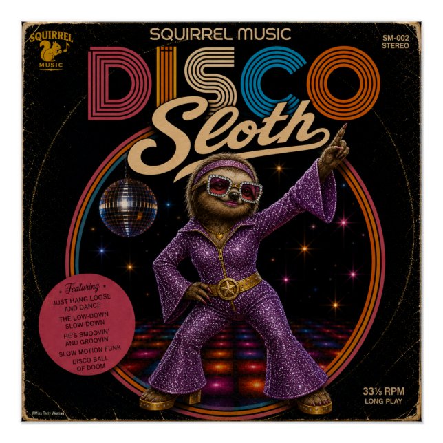 Sloth Disco Diva Poster (Front)
