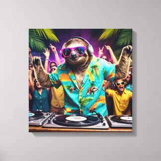 Sloth DJ Canvas Print