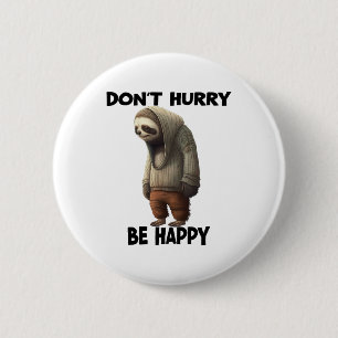 Sloth Dont Hurry Be Happy 6 Cm Round Badge