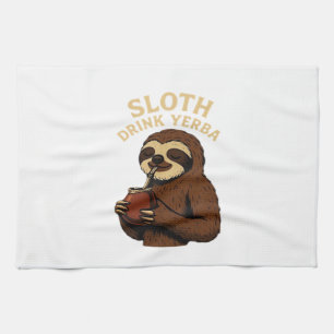 Sloth Drink Yerba � Funny Retro Vintage Sloth with Tea Towel