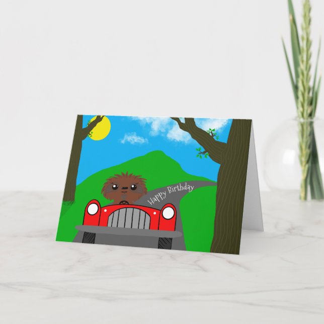 Sloth Drives a Car Birthday Card (Front)