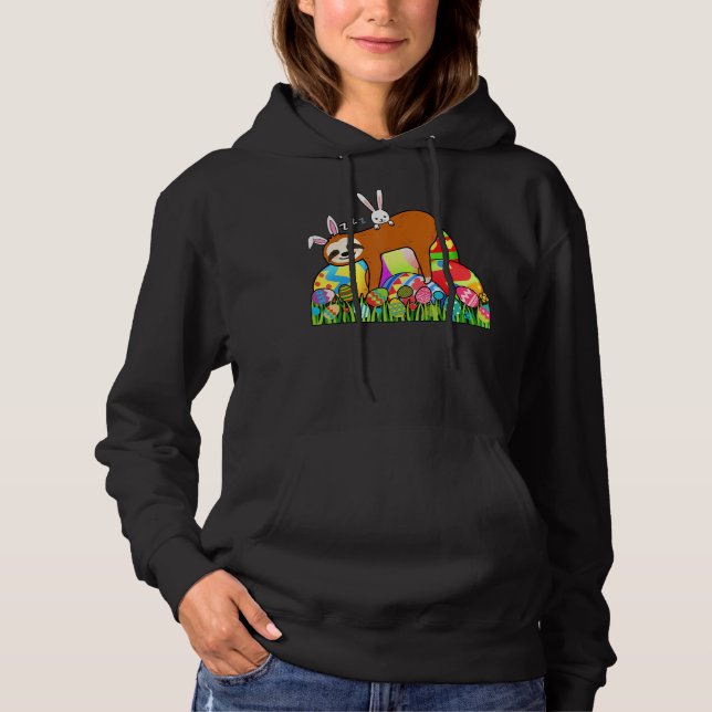 Sloth Easter Day Bunny Ear Egg Easter For Men Wome Hoodie (Front)