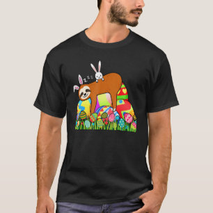 Sloth Easter Day Bunny Ear Egg Easter For Men Wome T-Shirt