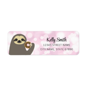 Sloth Eating Chocolate Doughnut Return Address Lab