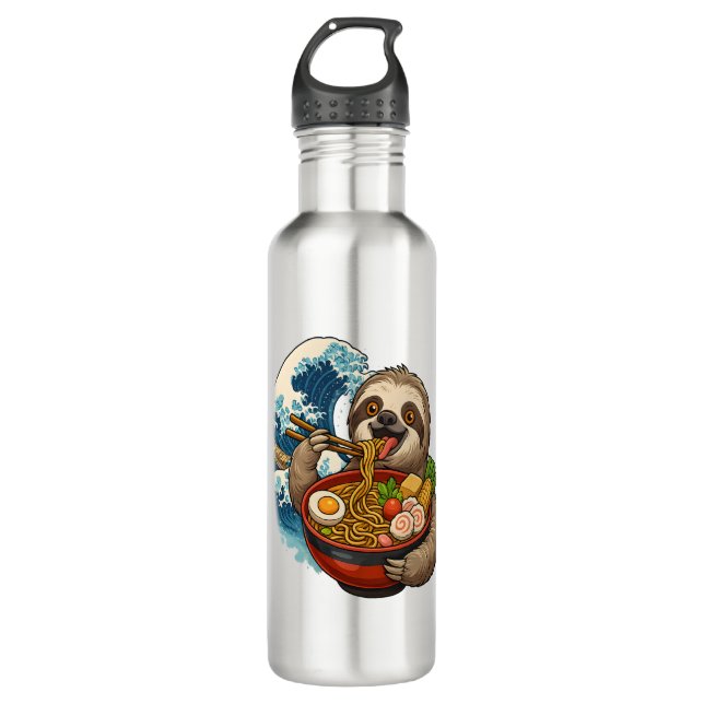 Sloth Eating Japanese Ramen 710 Ml Water Bottle (Front)
