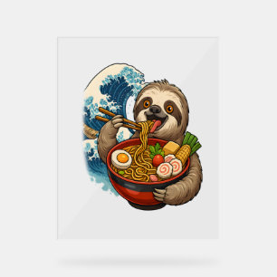 Sloth Eating Japanese Ramen Acrylic Sign