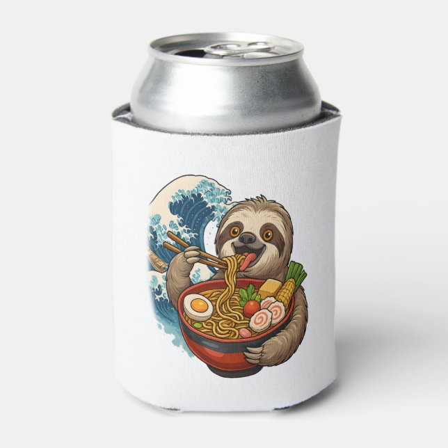 Sloth Eating Japanese Ramen Can Cooler (Can Front)