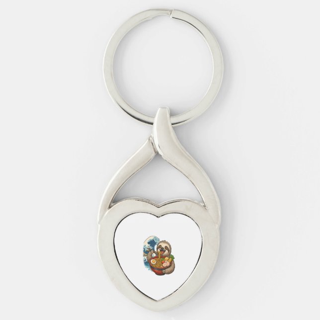 Sloth Eating Japanese Ramen Key Ring (Front)