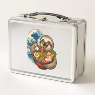 Sloth Eating Japanese Ramen Metal Lunch Box