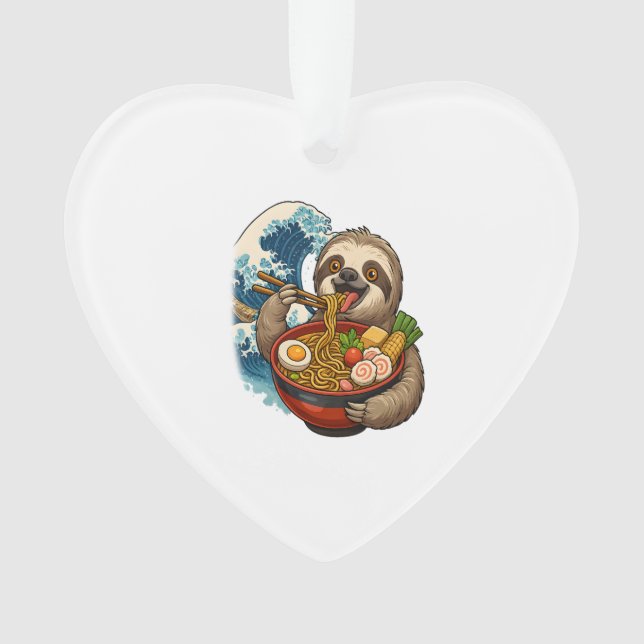Sloth Eating Japanese Ramen Ornament (Front)