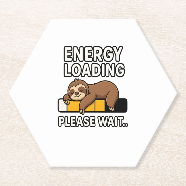 Sloth Energy Saving Mood Paper Coaster (Front)