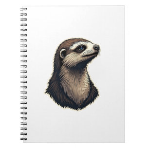 Sloth Engraved Portrait Vintage Tee 2 Notebook