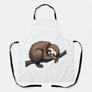 Sloth Etched Art Retro Nature Tee (2) Apron