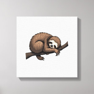 Sloth Etched Art Retro Nature Tee (2) Canvas Print