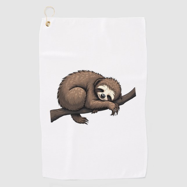 Sloth Etched Art Retro Nature Tee (2) Golf Towel (Front)