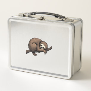 Sloth Etched Art Retro Nature Tee (2) Metal Lunch Box
