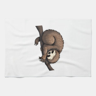 Sloth Etched Art Retro Nature Tee (2) Tea Towel