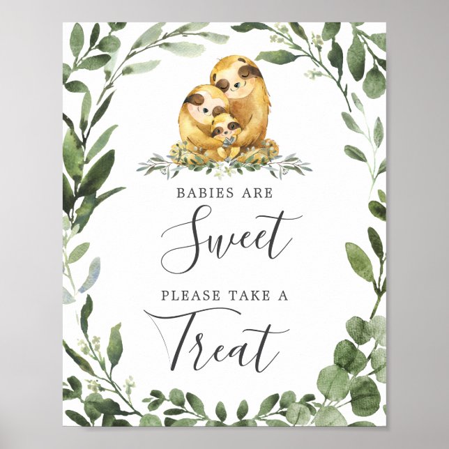 Sloth Family Baby Shower Babies Are Sweet Sign (Front)