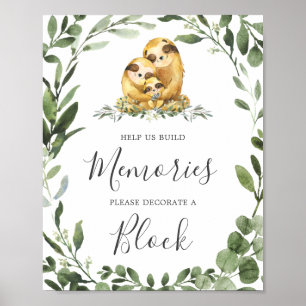 Sloth Family Baby Shower Decorate A Block Sign