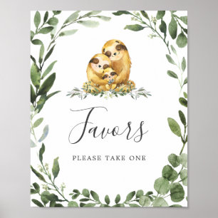 Sloth Family Baby Shower Favors Sign