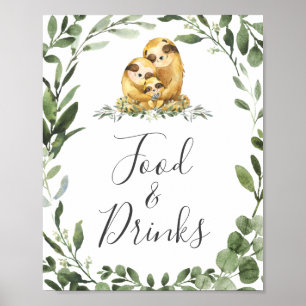 Sloth Family Baby Shower Food and Drinks Sign