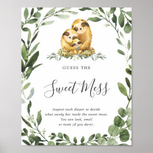 Sloth Family Baby Shower Guess The Sweet Mess Poster