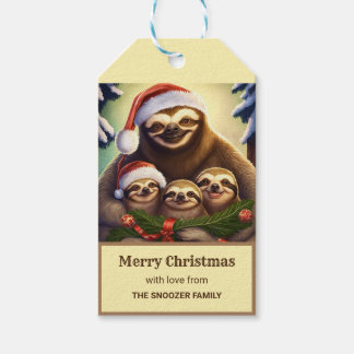 Sloth Family Christmas Personalised Gift Tag
