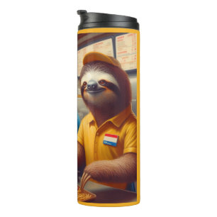 Sloth Fast Food Worker Thermal Tumbler
