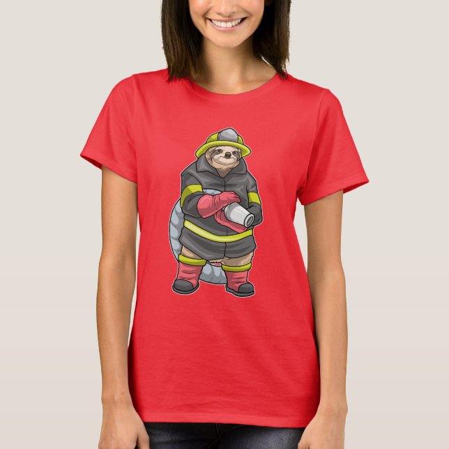 Sloth Firefighter Fire extinguisher T-Shirt (Front)