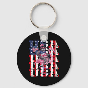 Sloth Flamingo American And Pride Patriotic Usa Key Ring