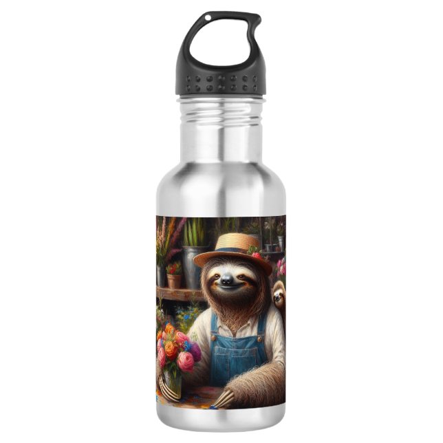 Sloth Florist 710 Ml Water Bottle (Front)