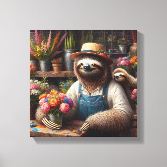 Sloth Florist Canvas Print (Front)