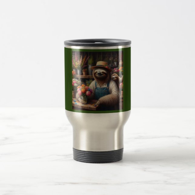 Sloth Florist Travel Mug (Center)