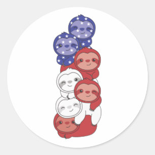 Sloth For The Fourth Of July Usa Flag Sloths Classic Round Sticker