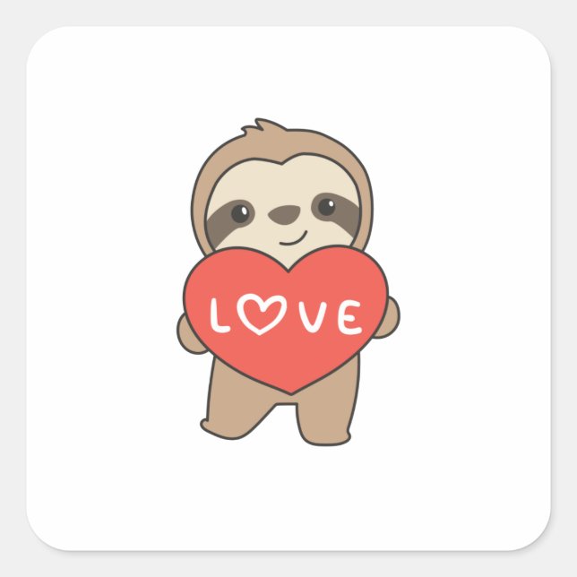 Sloth For Valentine's Day Cute Animals With Hearts Square Sticker (Front)