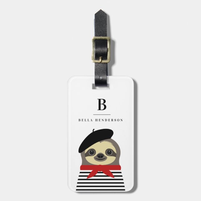 Sloth French Luggage Tags (Front Vertical)