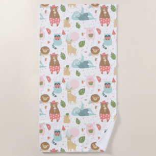 Sloth & Friends Pattern Beach Towel