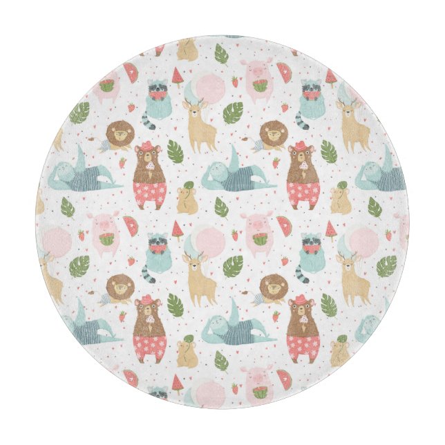 Sloth & Friends Pattern Cutting Board (Front)