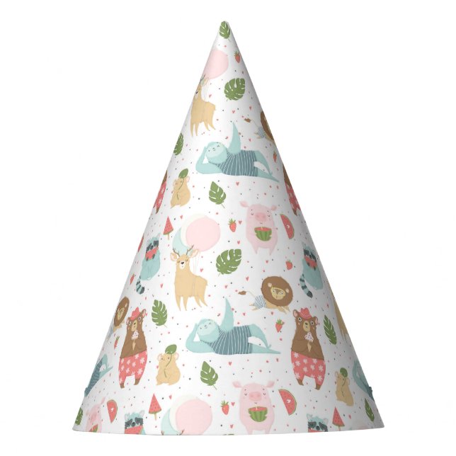 Sloth & Friends Pattern Party Hat (Front)