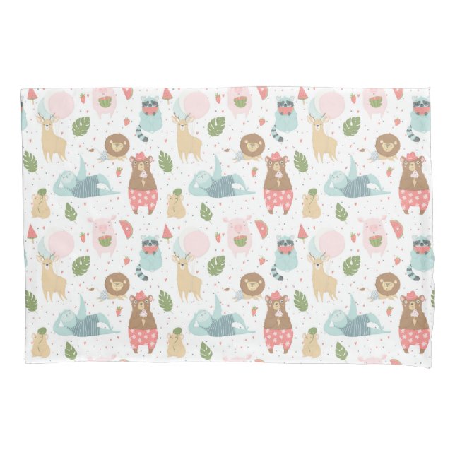 Sloth & Friends Pattern Pillowcase (Front-Left)