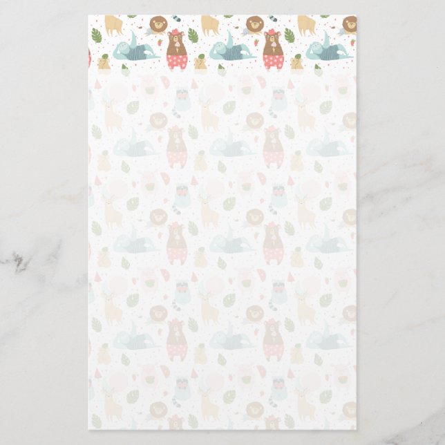 Sloth & Friends Pattern Stationery (Front)