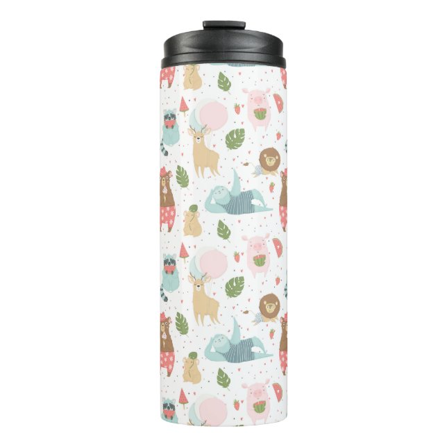 Sloth & Friends Pattern Thermal Tumbler (Front)