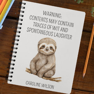 Sloth Fun Quote Custom Name Cute Unique Notebook