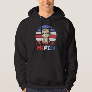 Sloth Funny Sloth 4th Of July American Hoodie