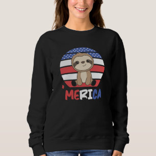 Sloth Funny Sloth 4th Of July American Sweatshirt