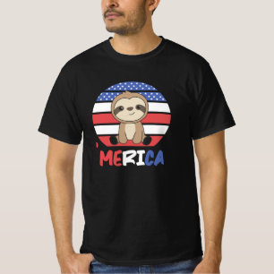 Sloth Funny Sloth 4th Of July American T-Shirt